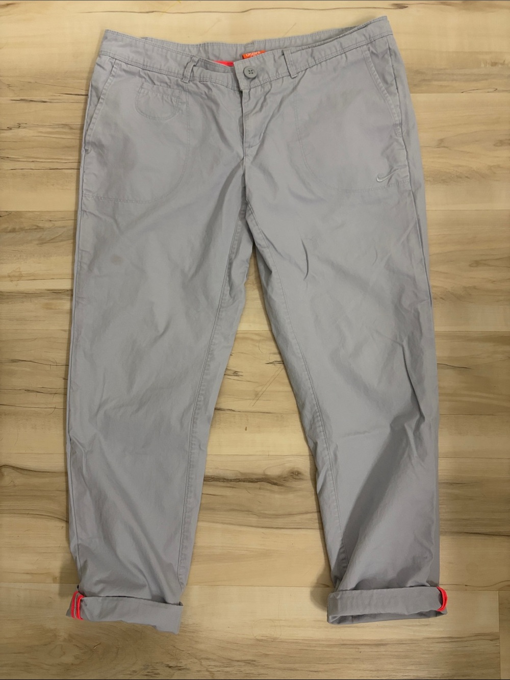 Nike Womens Light Gray Casual Chino Pants with Subtle Trim